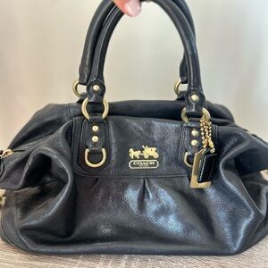 Coach Madison Black Leather Satchel Bag